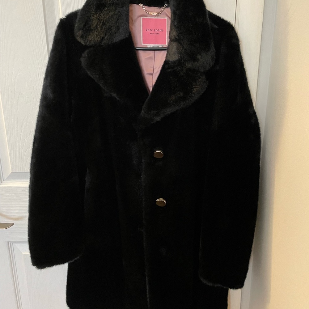 Kate Spade Faux Fur Jacket in Black